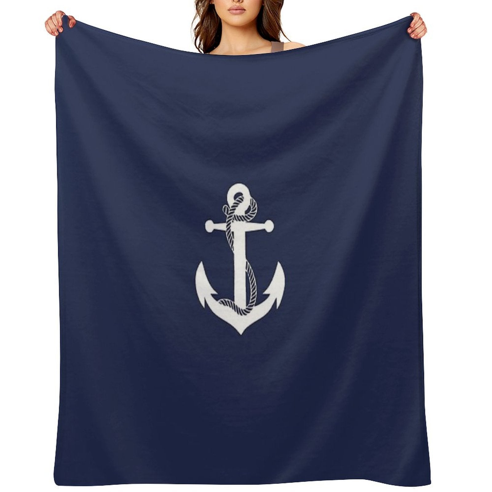 Anchor White Lightweight Throw Blanket