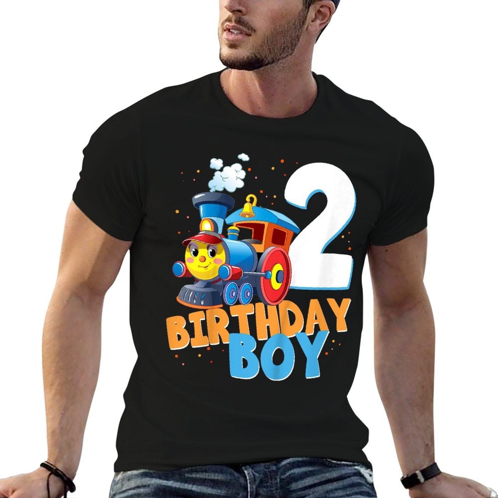 2nd Birthday Train Boys Girls 2 Years Old I'm Two Gift  Trendy Pattern T-Shirt
