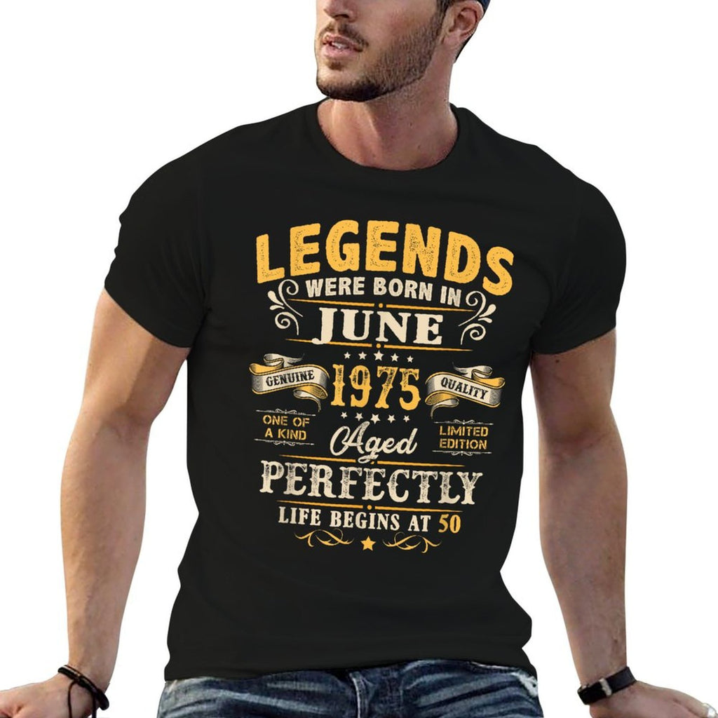 50 Year Old Vintage Made In June 1975 50th Birthday Gift Men  Summer-ready Fabric T-Shirt