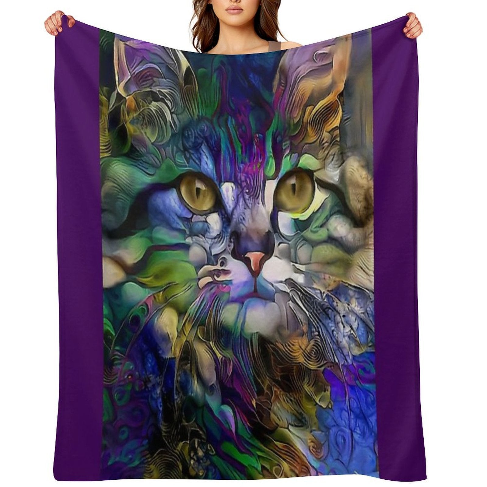 Arabelle, Cat, Chat, Cat, Lea Roche Paintings Quick-dry Throw Blanket