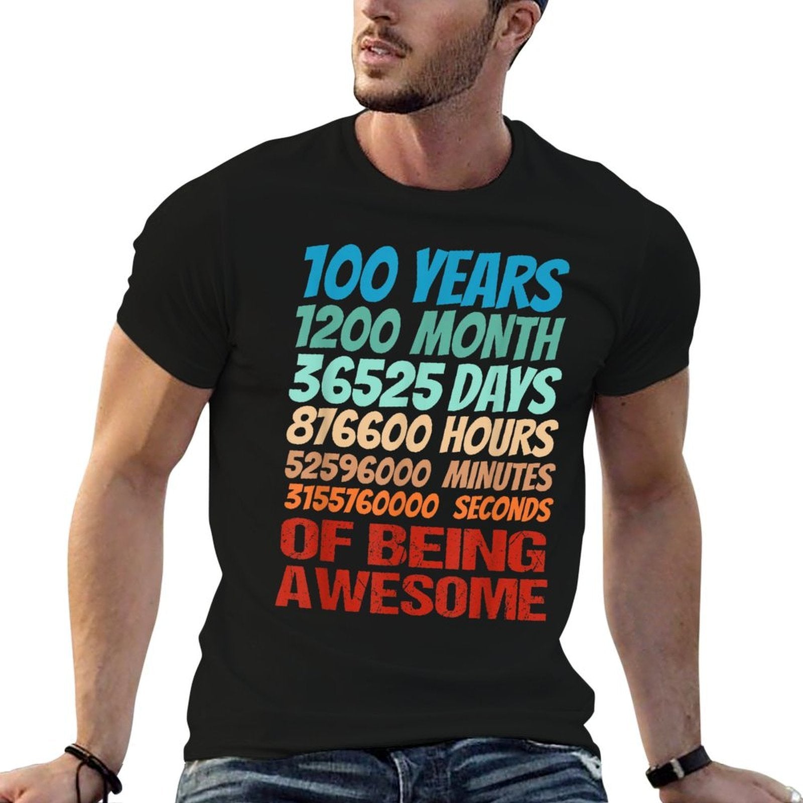 100 Years 100th Birthday Women Men 100th Birthday Decoration  Fade-proof Color T-Shirt