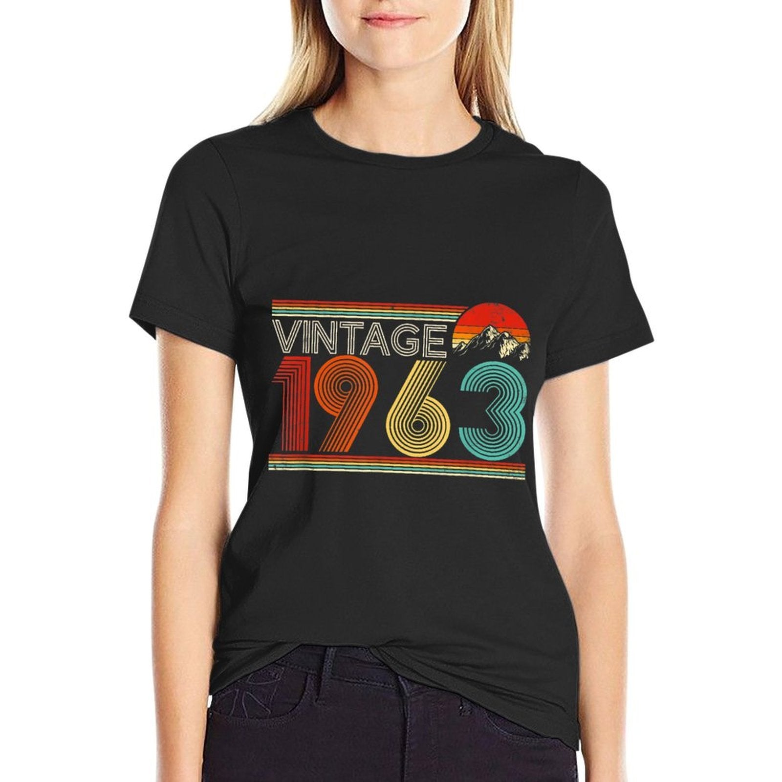 60 Year Old Retro Gift Men Women Vintage 1963 60th Birthday  Fade-proof Color T-Shirt