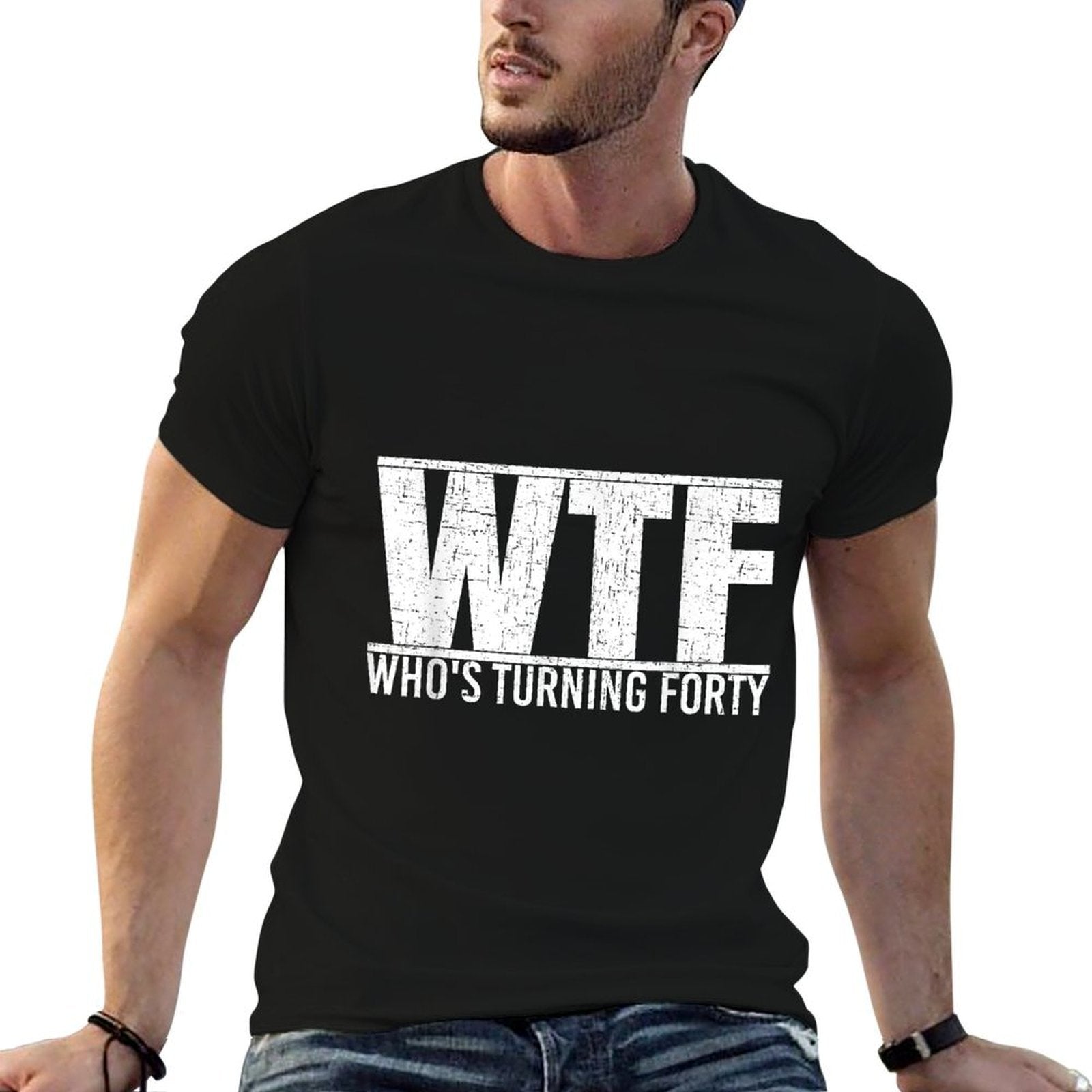 40th Birthday Design WTF Who&#39;s Turning Forty  Tagless Design T-Shirt