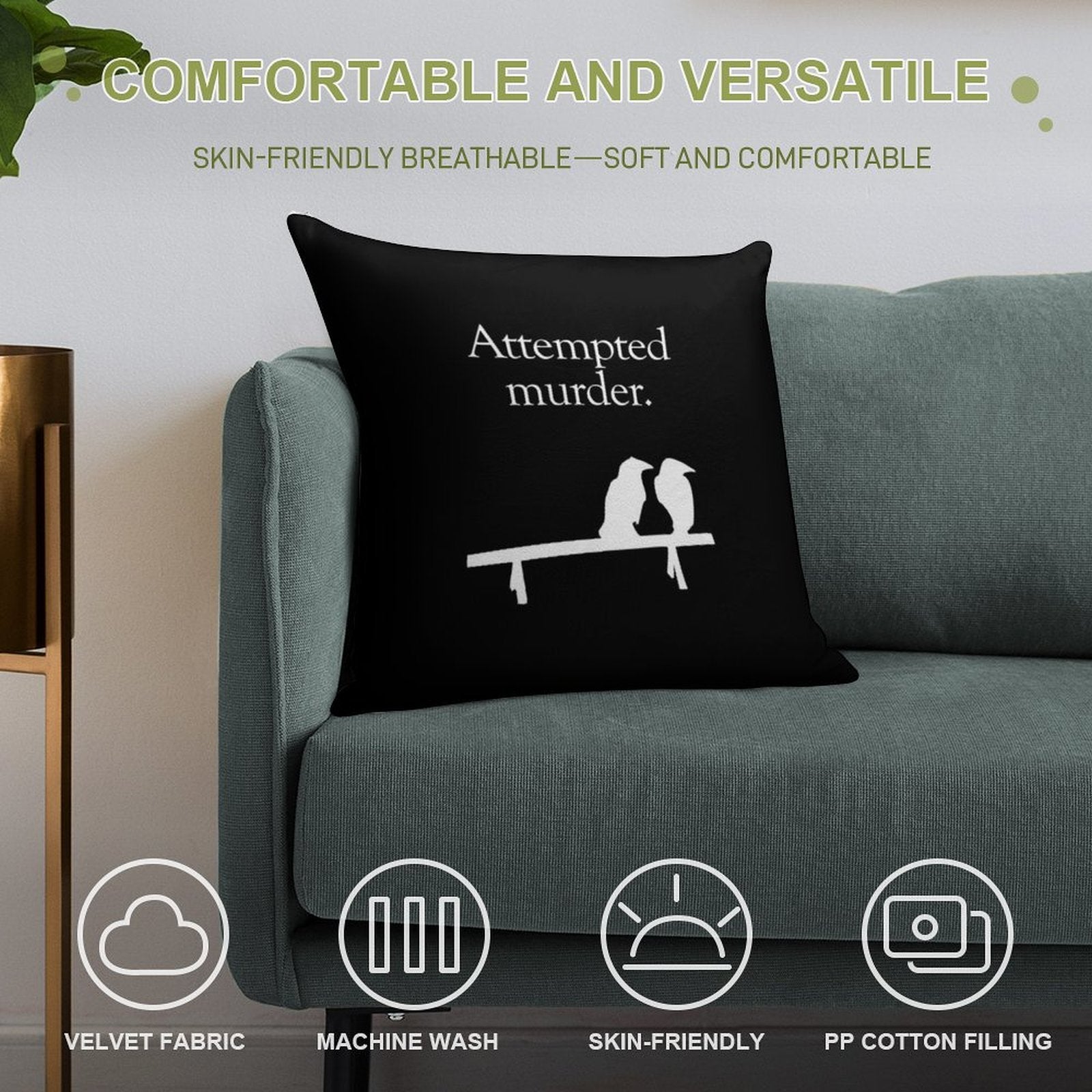 Attempted Murder (White Design) Soft Skin-Friendly Throw Pillow