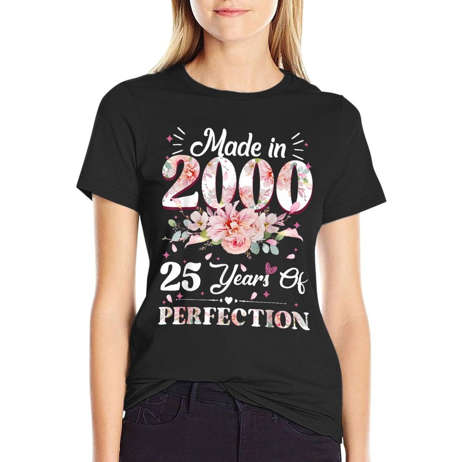 25 Year Old Made In 2000 Floral 25th Birthday Gifts Women  Classic T-Shirt