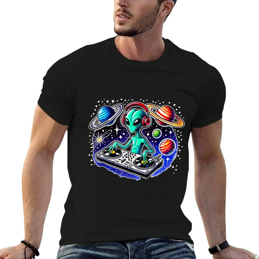 Alien DJ Funny Cosmic Space Rave EDM Music Festival Alien  Lightweight T-Shirt