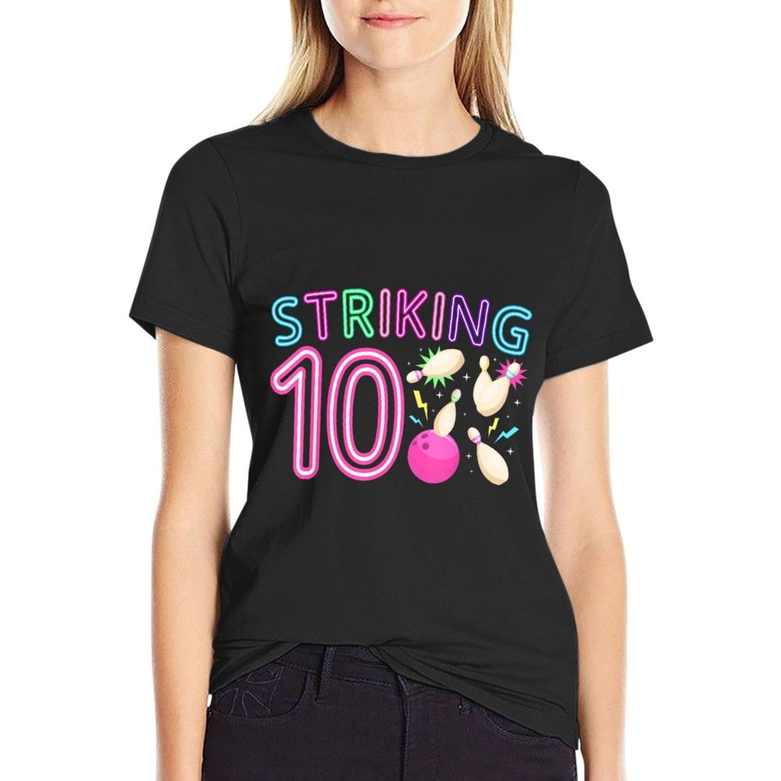 10th Birthday Party Bowling Girl 10 Year Old Bowling Player  Easy-care T-Shirt