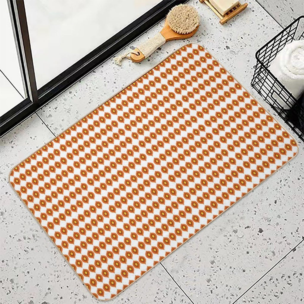 Retro 70s Mid-Century Mod Pattern – Burnt Orange Vibes  Repositionable Bath Mat