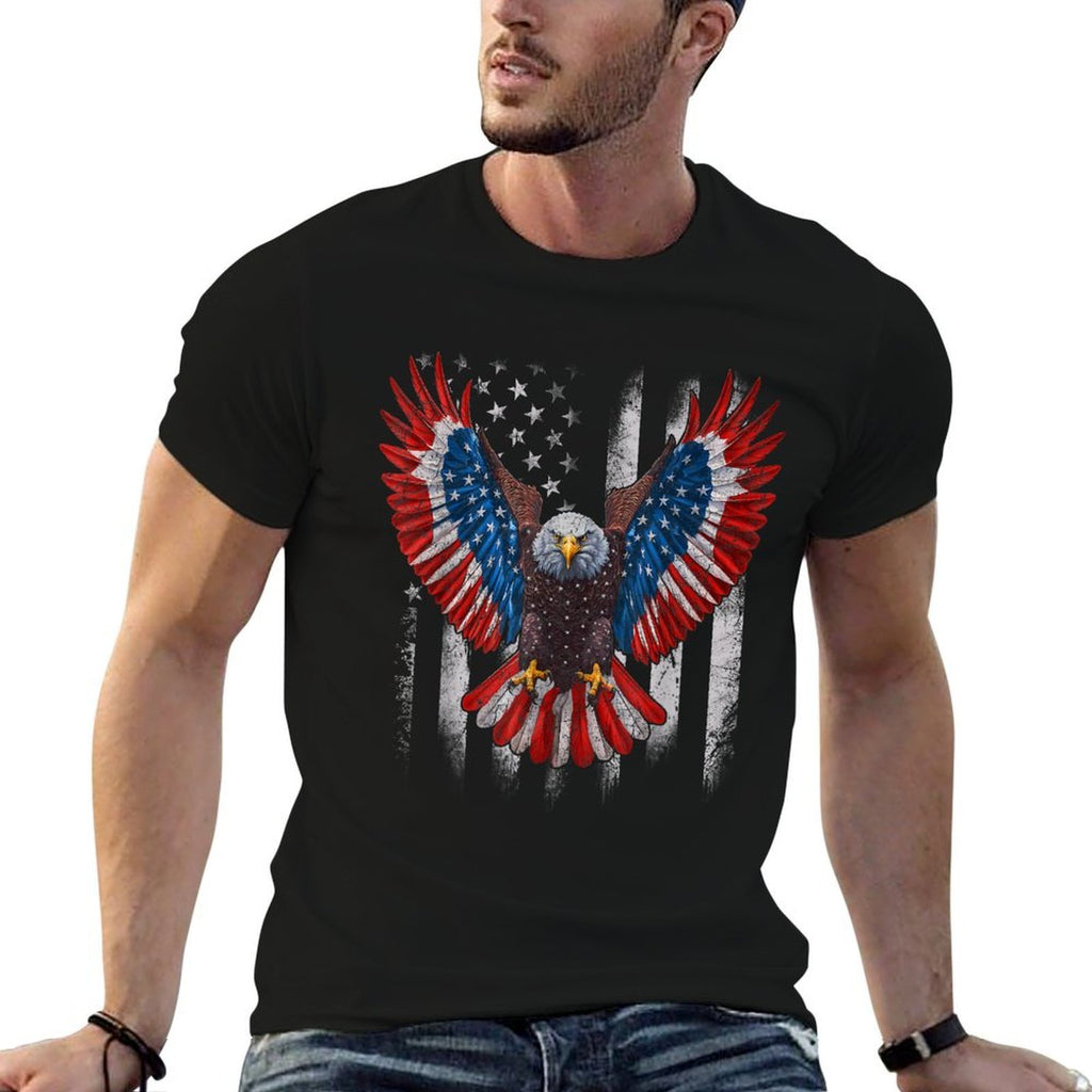 American Bald Eagle 4th of July USA Patriotic Eagle  Heathered Texture T-Shirt