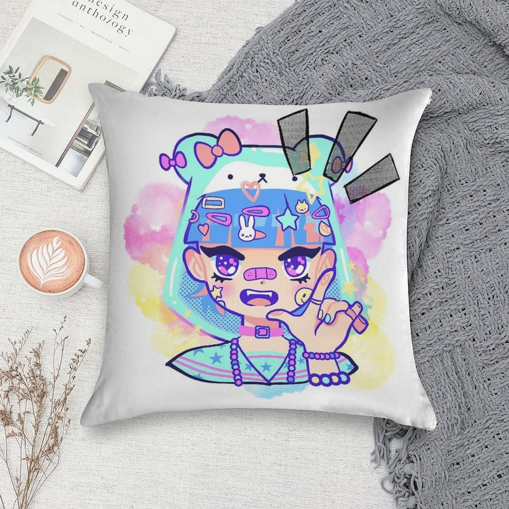 Anime Girl Bubblegum Soft Shrink-Resistant Throw Pillow