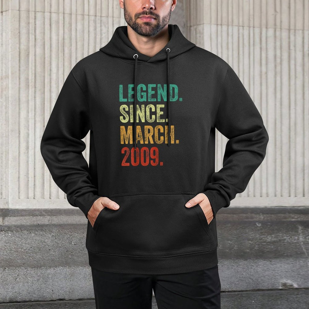 16 Years Old Legend Since March 2009 16th Birthday Medium-Weight Fabric Hoodie