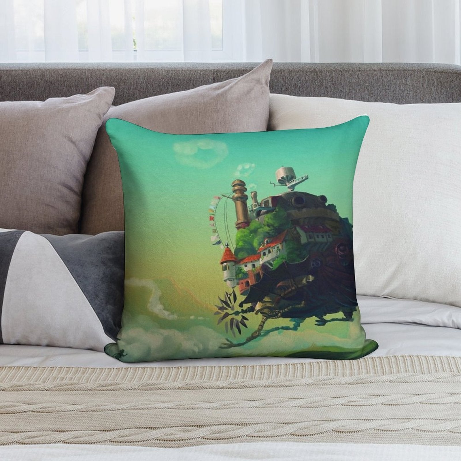 Anime Movie Landscape Soft Skin-Friendly Throw Pillow