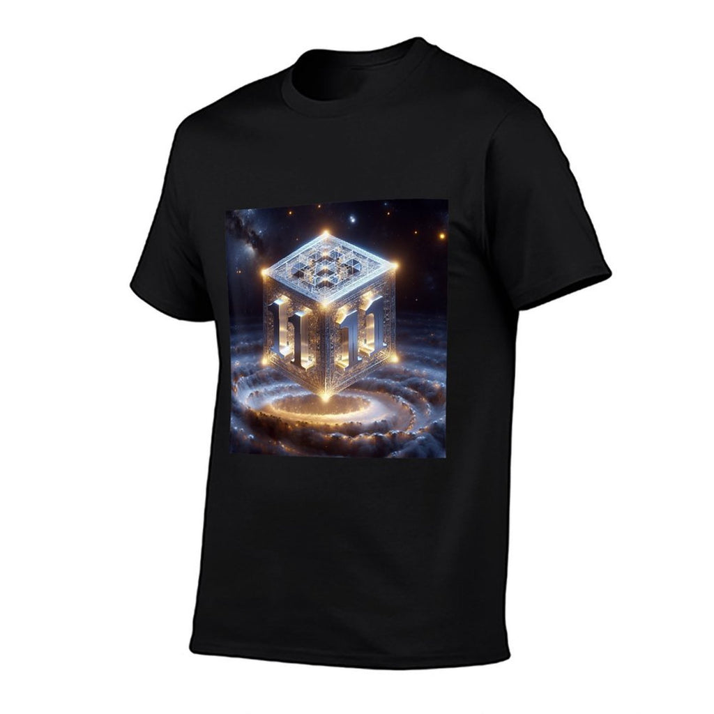 Angel Number 1111 with Metatrons Cube  Fade-proof Color T-Shirt