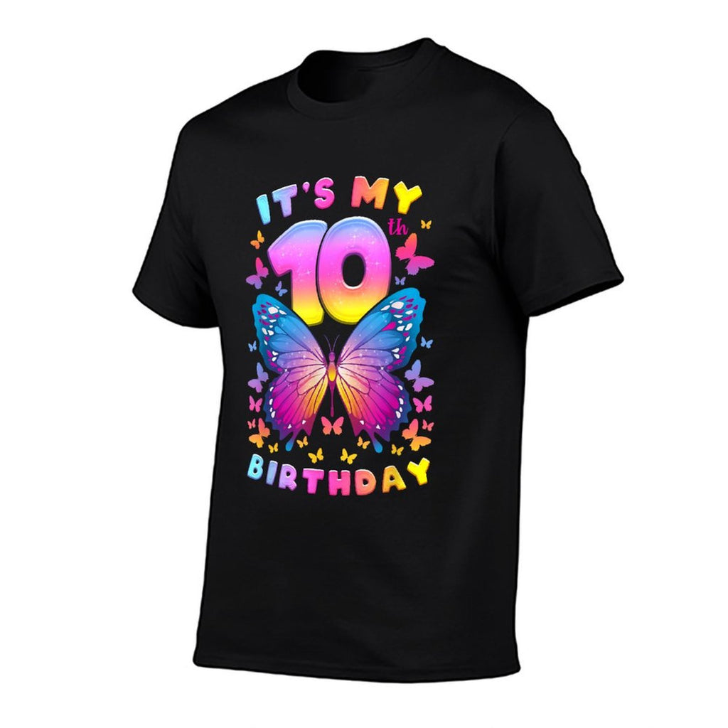 10th Birthday, Girl 10 Years, Butterfly, Number 10  Graphic-printed T-Shirt