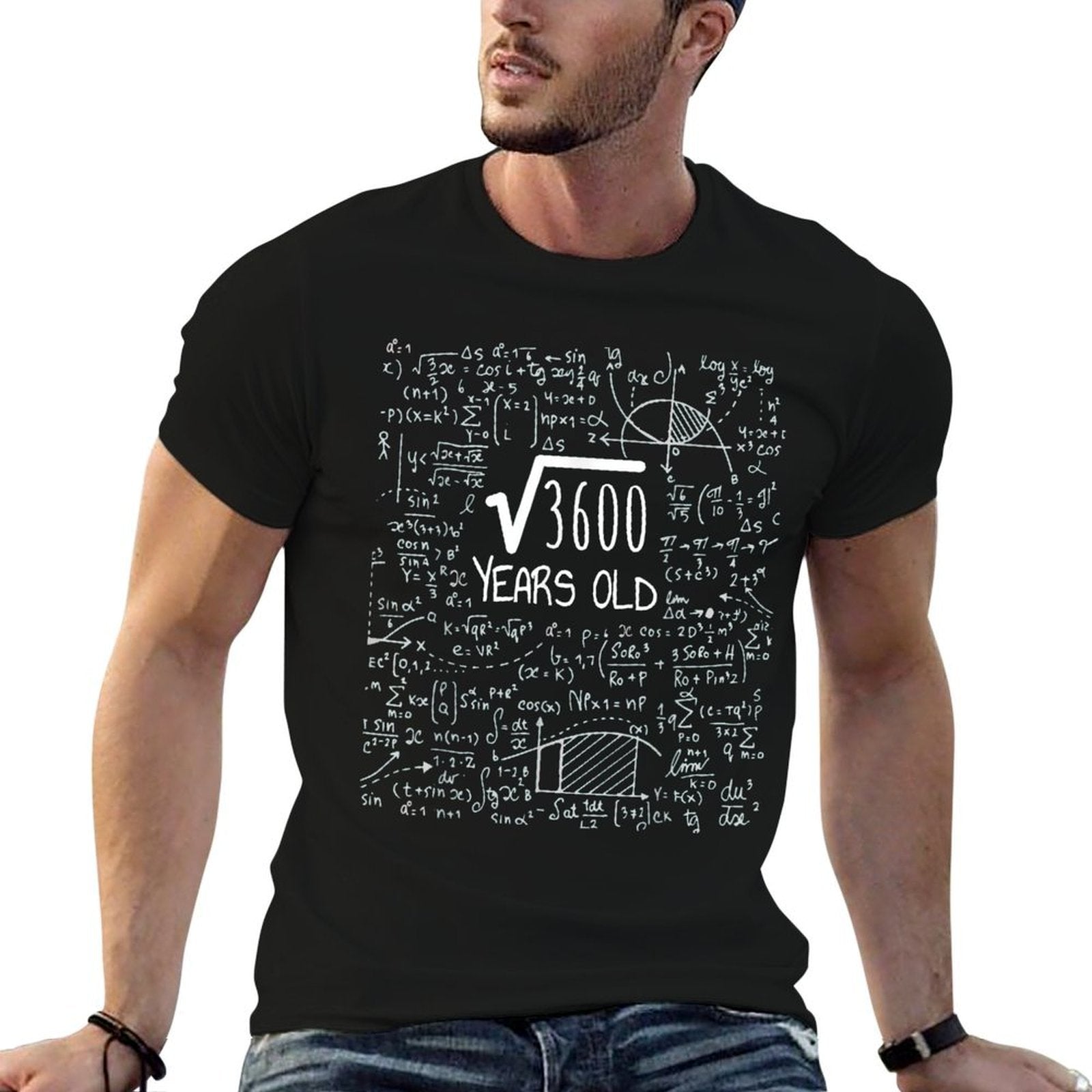 60th Birthday Square Root of 3600 60 Years Old  Fade-proof Color T-Shirt