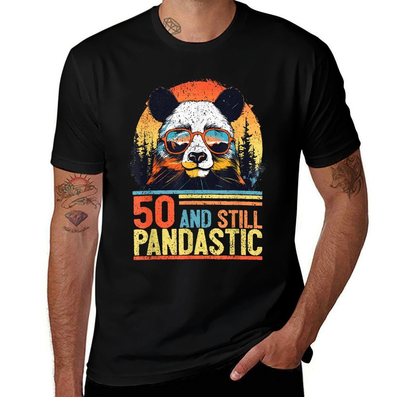 50 Years Old Panda 50th Birthday  Oversized Silhouette T-Shirt