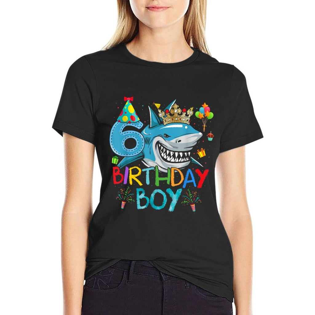 6th Birthday Shark Ocean Theme Party 6 Years Old For Boy  Slim-fit Cut T-Shirt