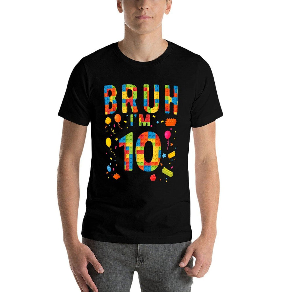 10 Year Old Building Blocks Bruh 10th Birthday Boy  Breathable T-Shirt