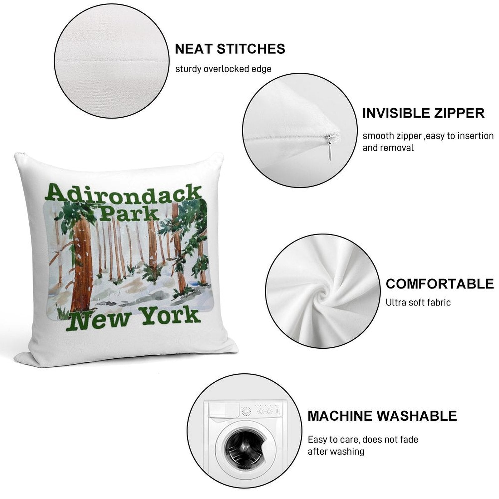 Adirondack Park, New York Soft Gift Ready Throw Pillow