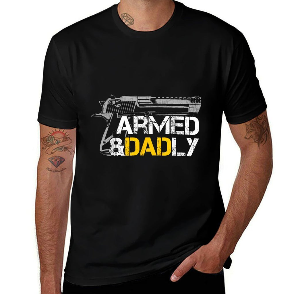 Armed And Dadly Desert Eagle Pistol Army Dad  Stretchy T-Shirt