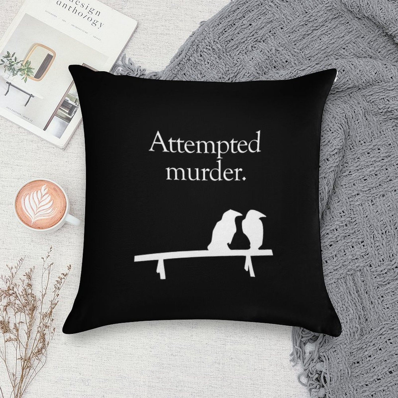Attempted Murder (White Design) Soft Skin-Friendly Throw Pillow