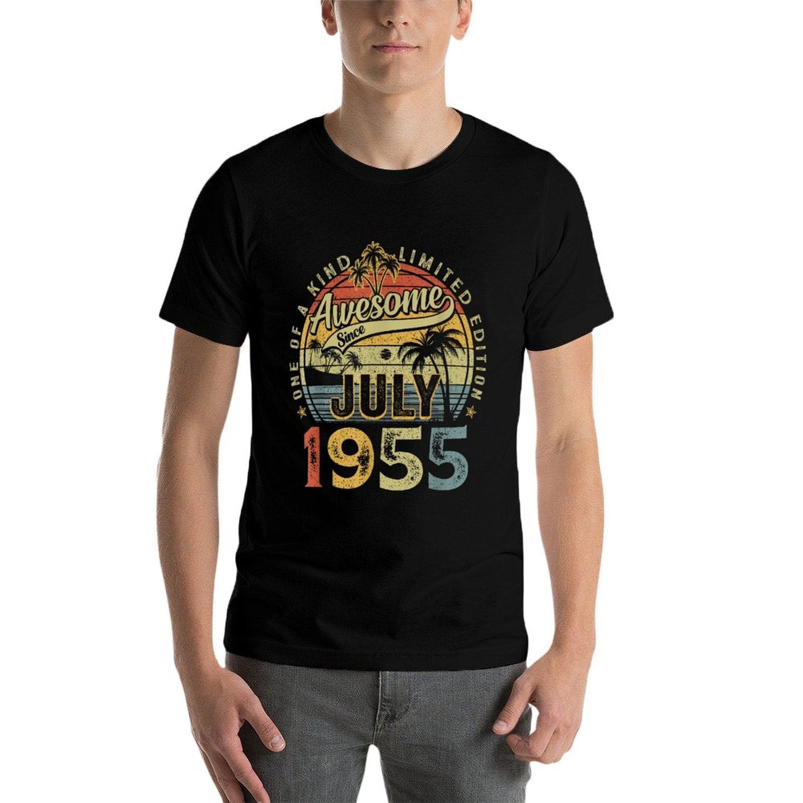 70 Years Old Vintage July 1955 Retro 70th Birthday Men Women  Polyester Blend T-Shirt