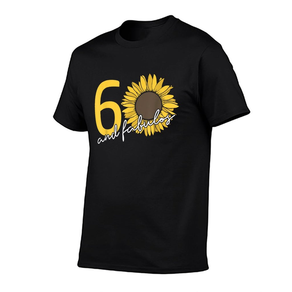 60 And Fabulous 60th Birthday Sunflower  Heathered Texture T-Shirt