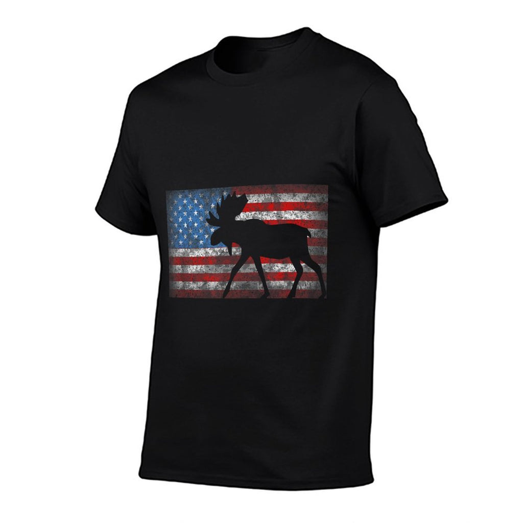 American Moose 4th of July Animal Gift  Heathered Texture T-Shirt