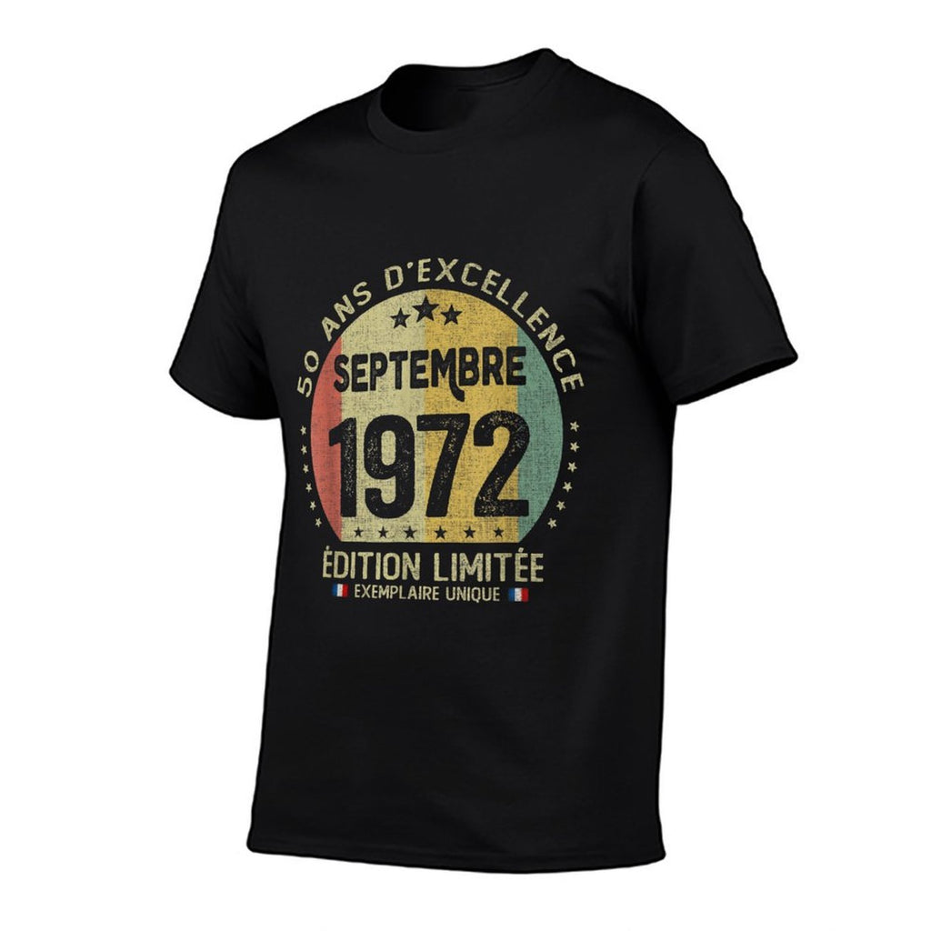 50 Years Old September 1972 French Theme 50th Birthday  Cotton T-Shirt