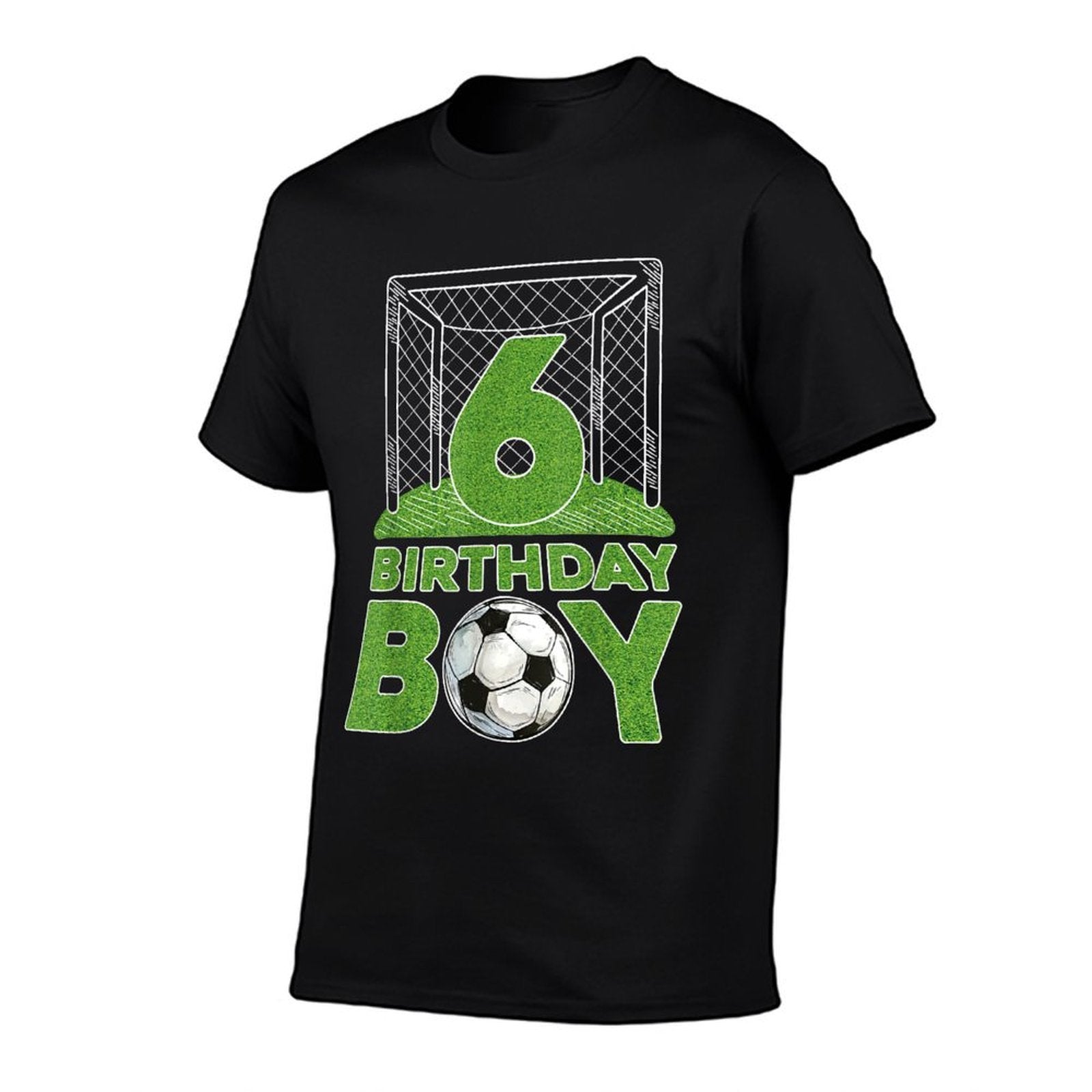 6th Birthday Boys 6 Years Old Soccer Football Goal Ball  Heathered Texture T-Shirt
