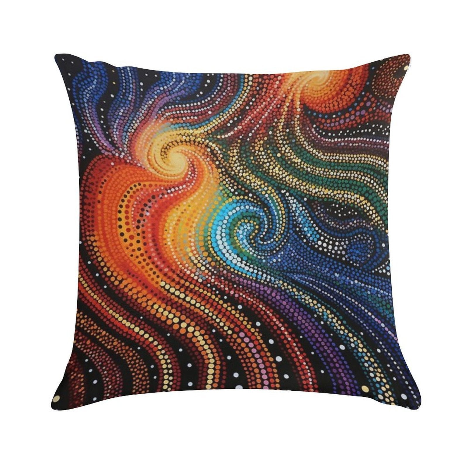 Aboriginal Authentic Art - Hot And Cold Swirls Soft Shrink-Resistant Throw Pillow
