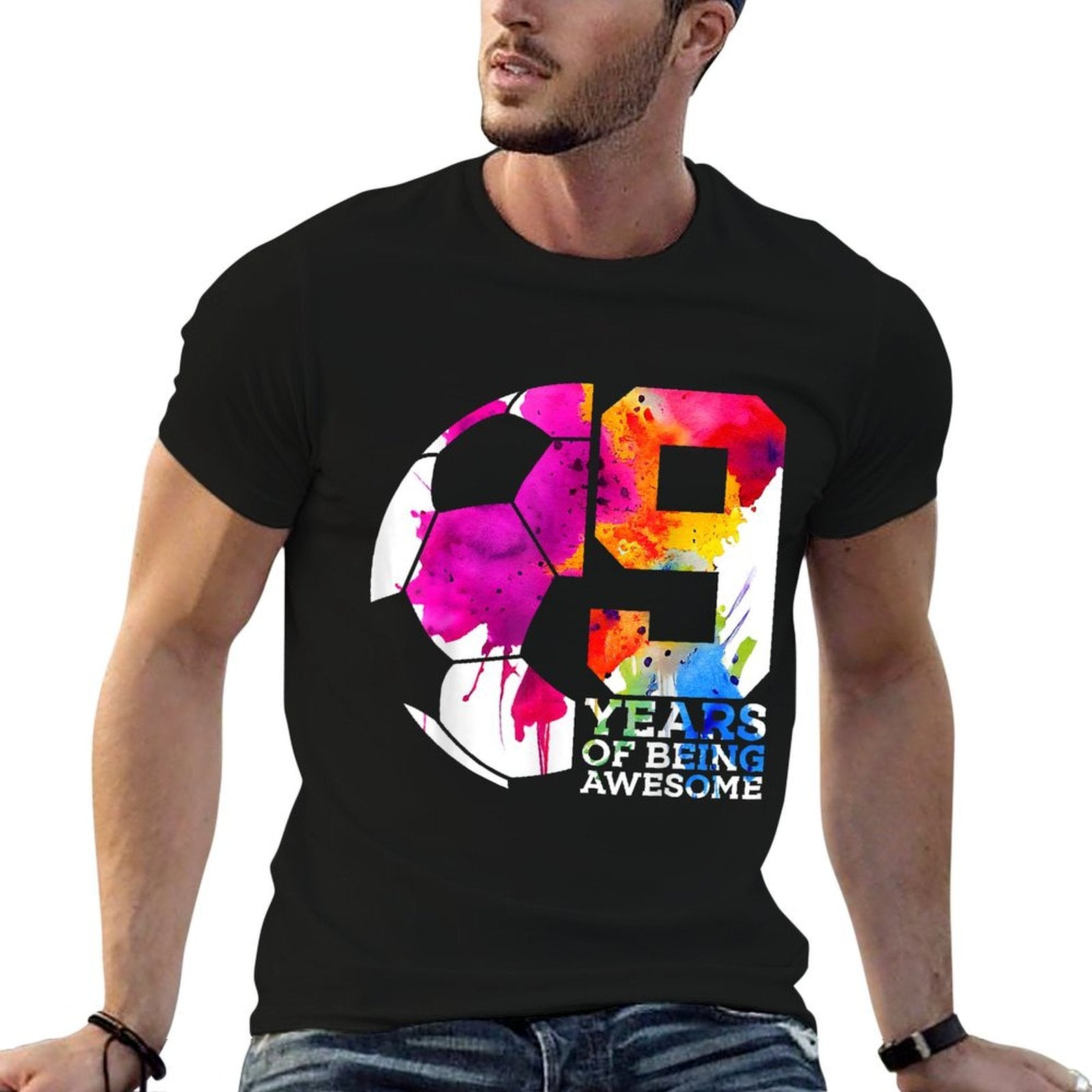 9 YEARS OF BEING AWESOME SOCCER 9TH BIRTHDAY  Polyester Blend T-Shirt