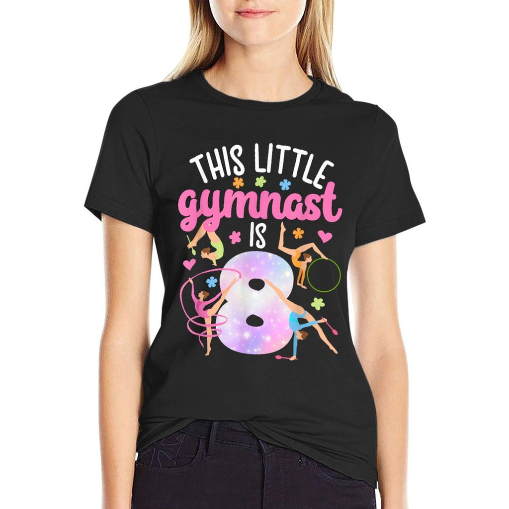 8th Gymnast Birthday Party Eight Year Old Gymnastics Girl  Versatile T-Shirt