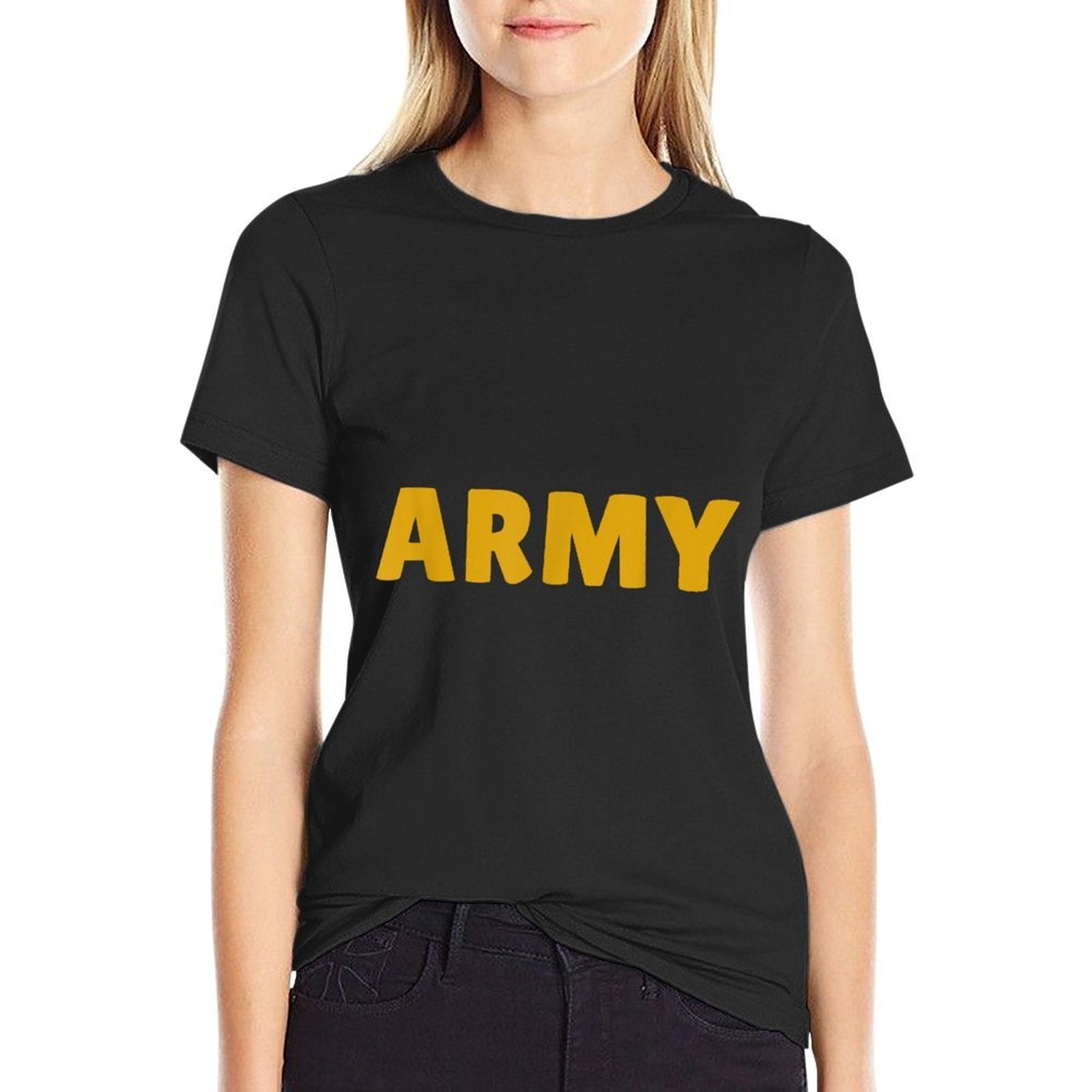 Army - Bold Military Yellow Text, Tactical Style  Affordable Price T-Shirt