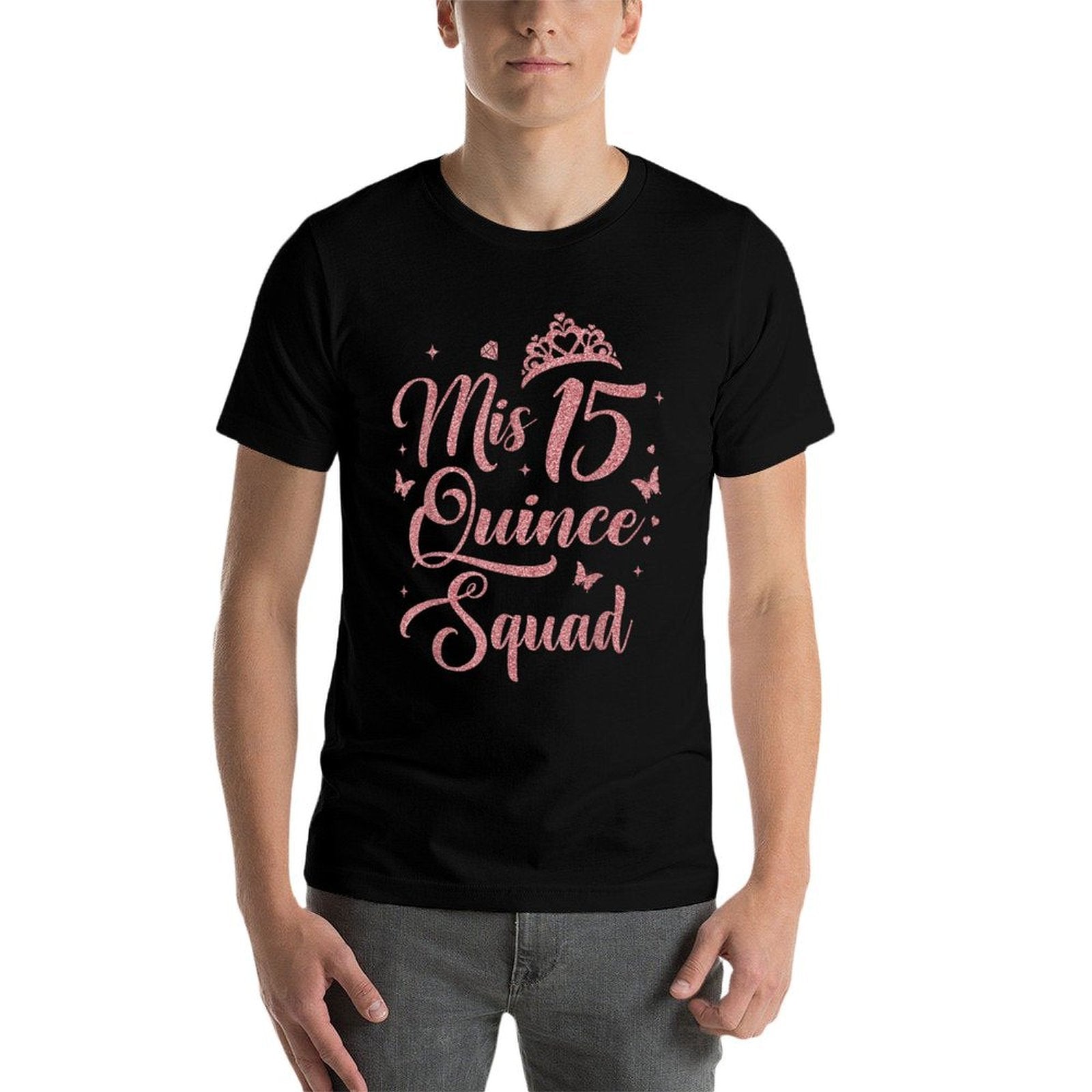 15th Birthday Decorations Mis Quince Squad Quinceanera  Polyester Blend T-Shirt