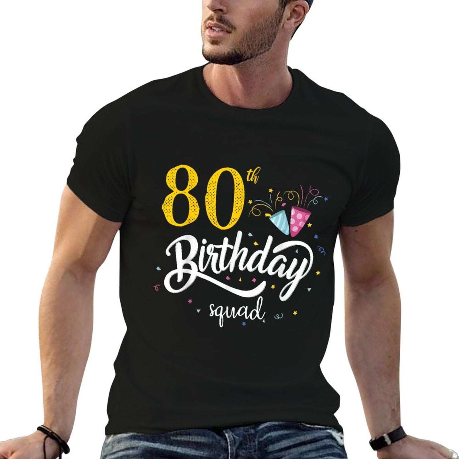 80th Birthday Squad 80 Party Crew Group Friends BDay Gifts  Graphic-printed T-Shirt