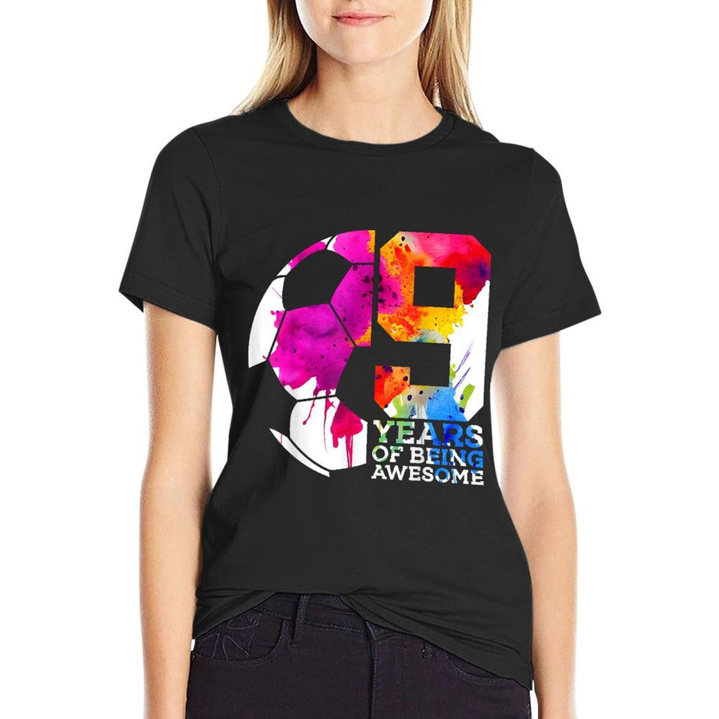 9 YEARS OF BEING AWESOME SOCCER 9TH BIRTHDAY  Polyester Blend T-Shirt