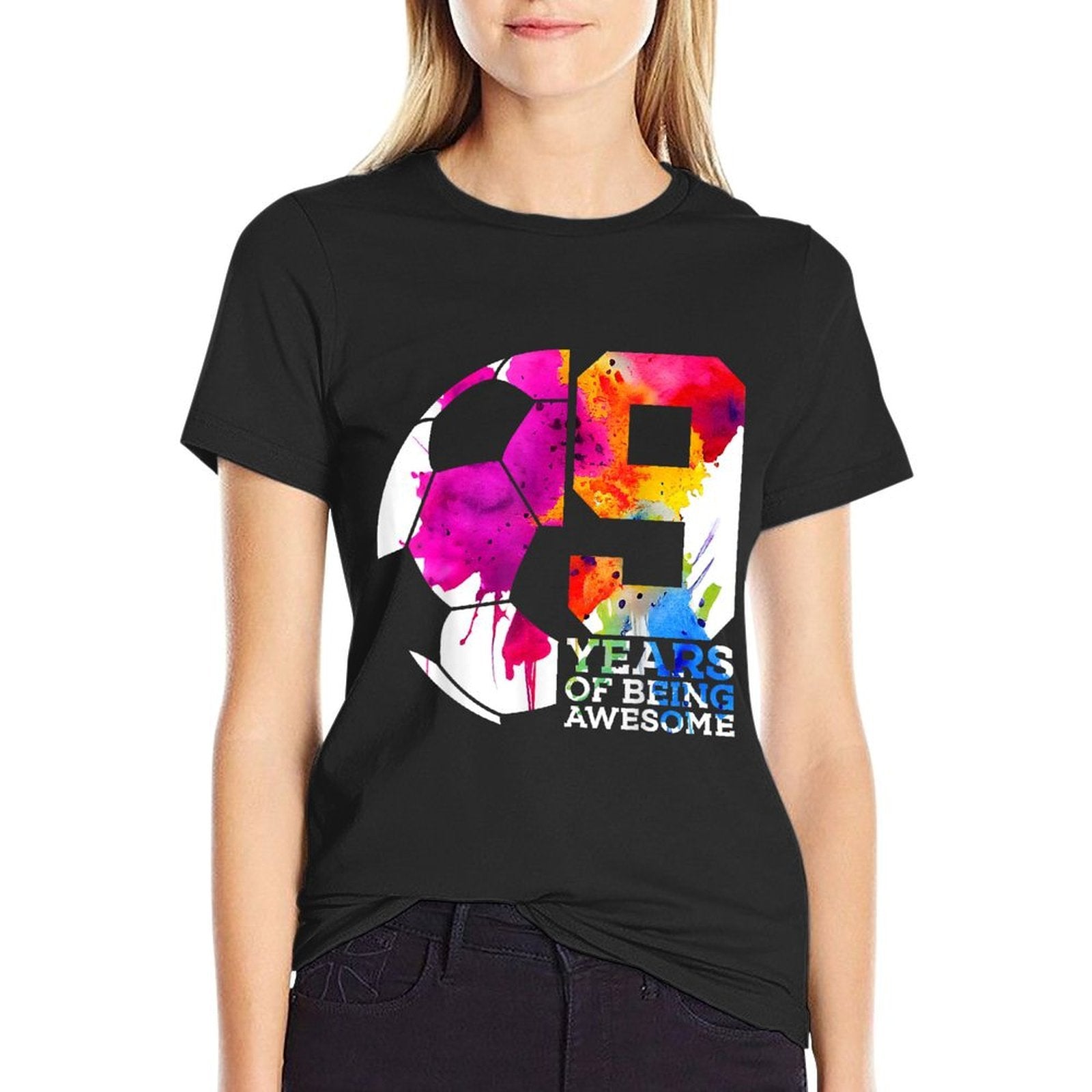 9 YEARS OF BEING AWESOME SOCCER 9TH BIRTHDAY  Polyester Blend T-Shirt
