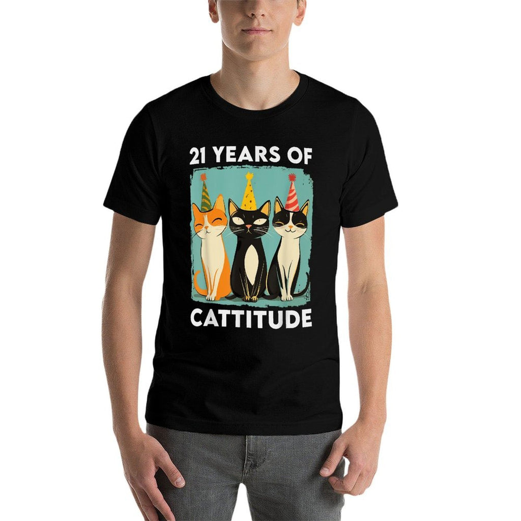 21 Years Of Cattitude 21st Birthday Cat Lover 21 Years Old  Summer-ready Fabric T-Shirt