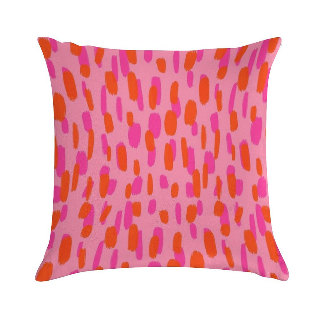 Abstract, Pink And Orange, Paint Brush Effect in Pink Soft Bedroom Essential Throw Pillow
