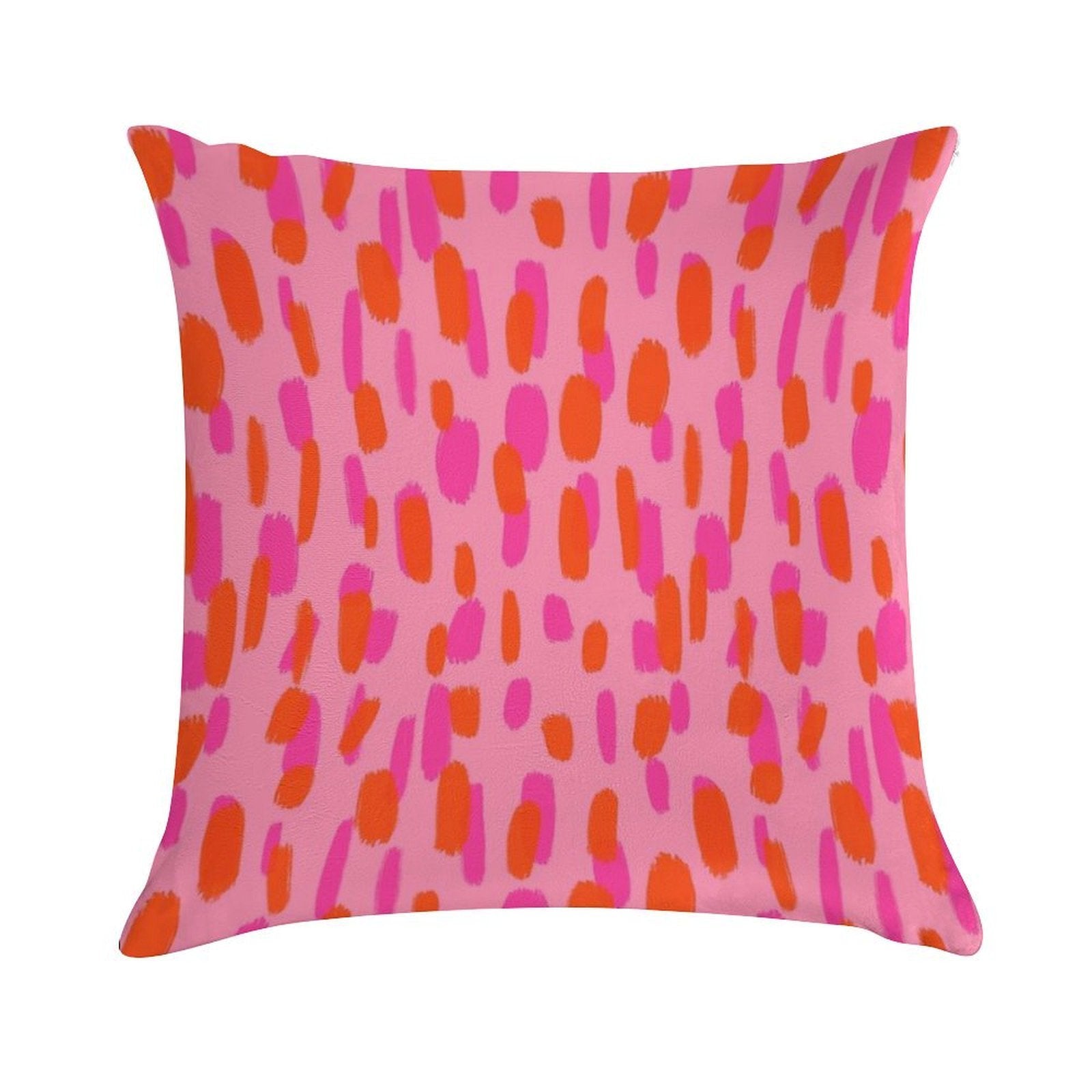 Abstract, Pink And Orange, Paint Brush Effect in Pink Soft Bedroom Essential Throw Pillow