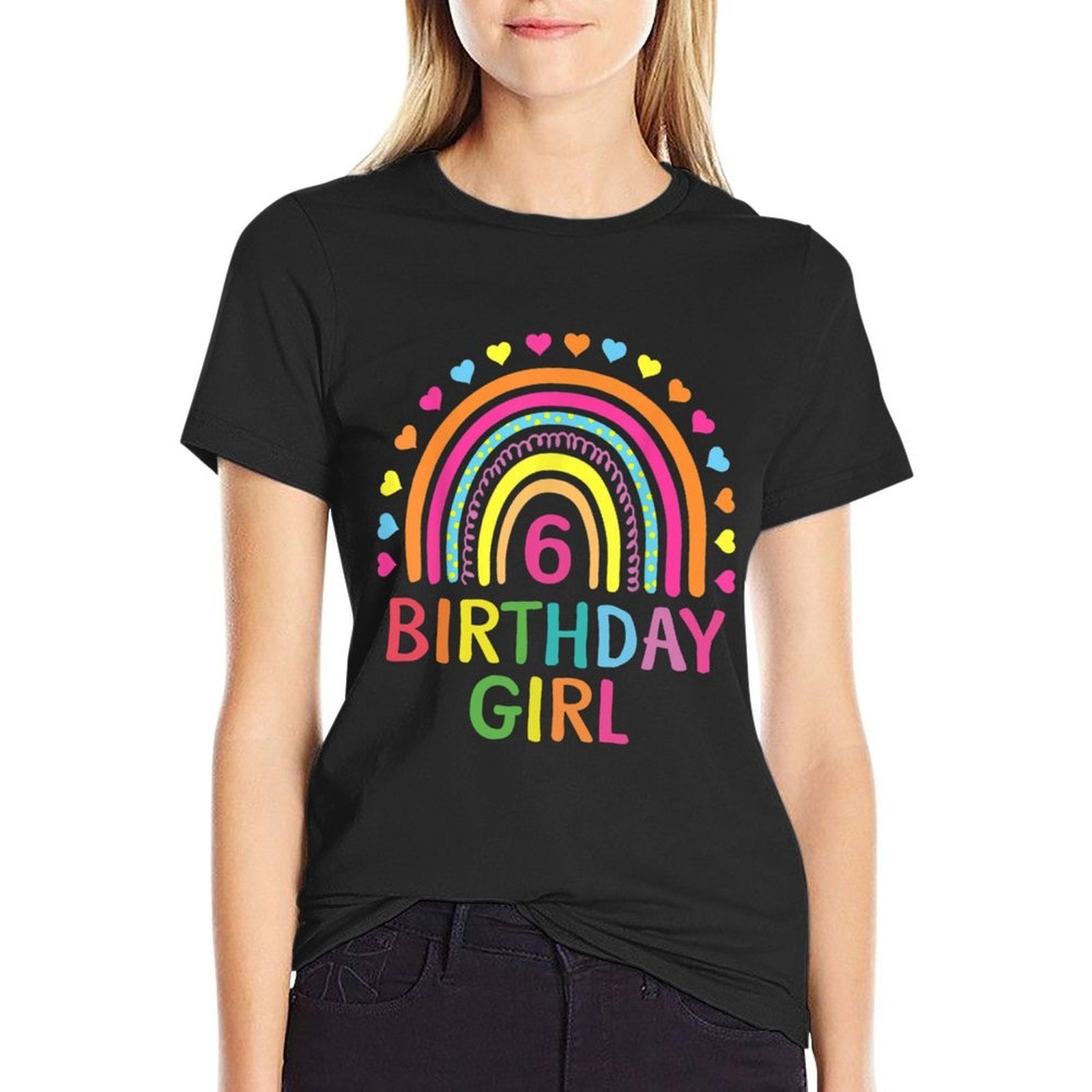 6 Years Old Rainbow Girls 6th Birthday For Girls Kids  Tagless Design T-Shirt
