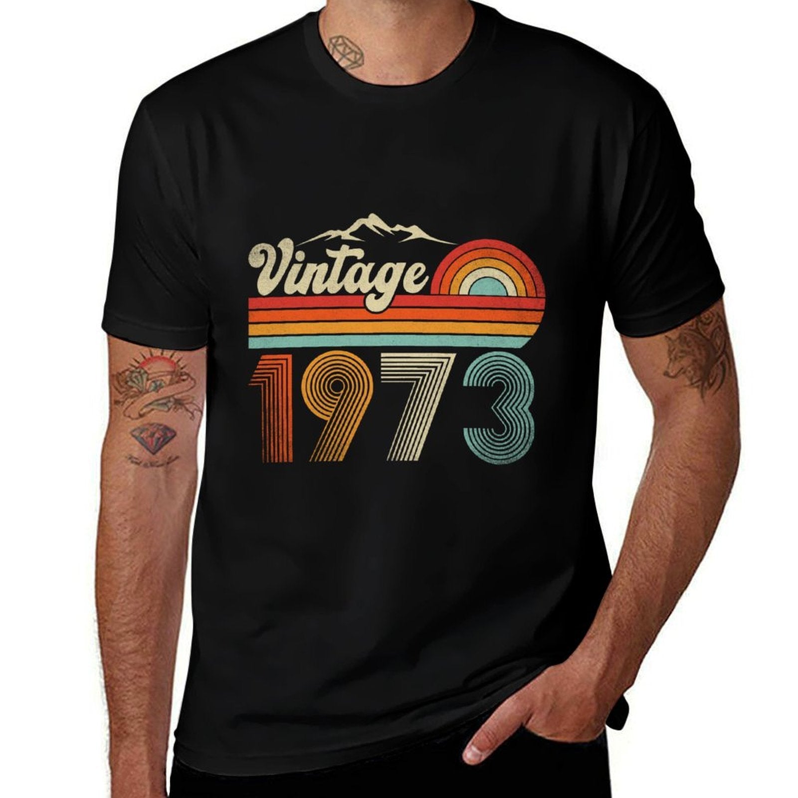 50 Year Old Retro Gift Men Women Vintage 1973 50th Birthday  Slim-fit Cut T-Shirt