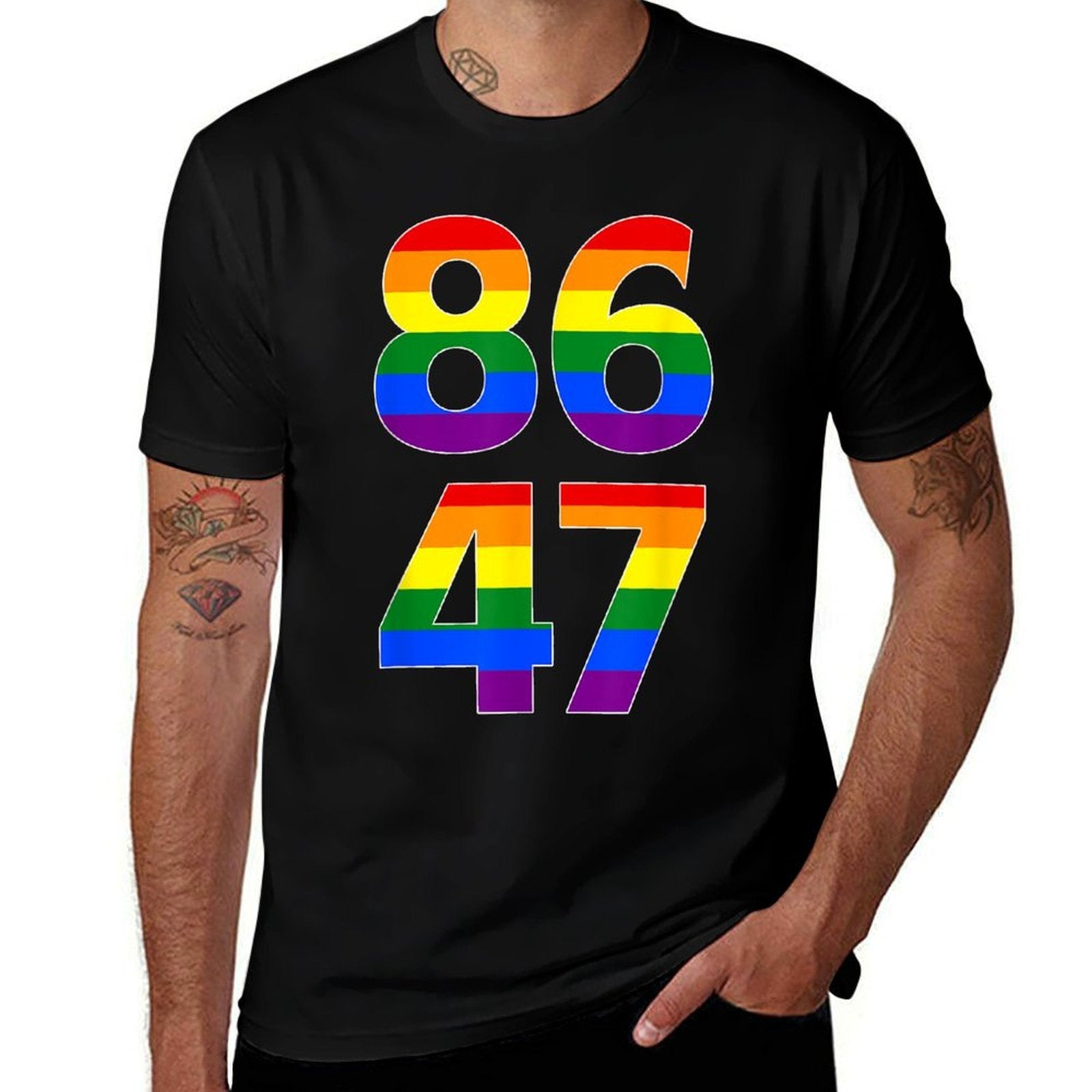 8647 Anti Trump President Rainbow LGBT LGBTQ Pride  Affordable Price T-Shirt