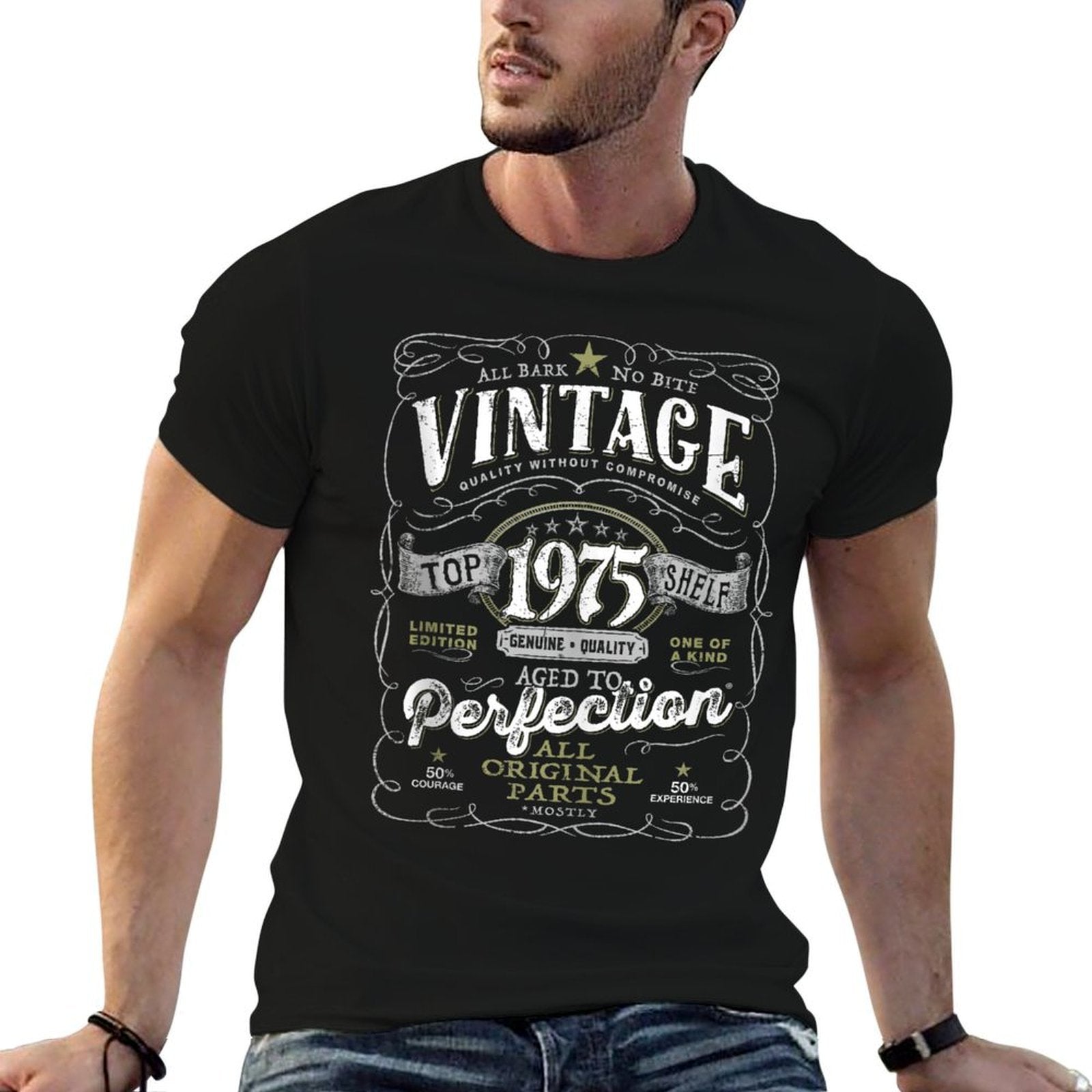 50th Birthday for Men Vintage 1975 Original Parts Mostly  Heathered Texture T-Shirt
