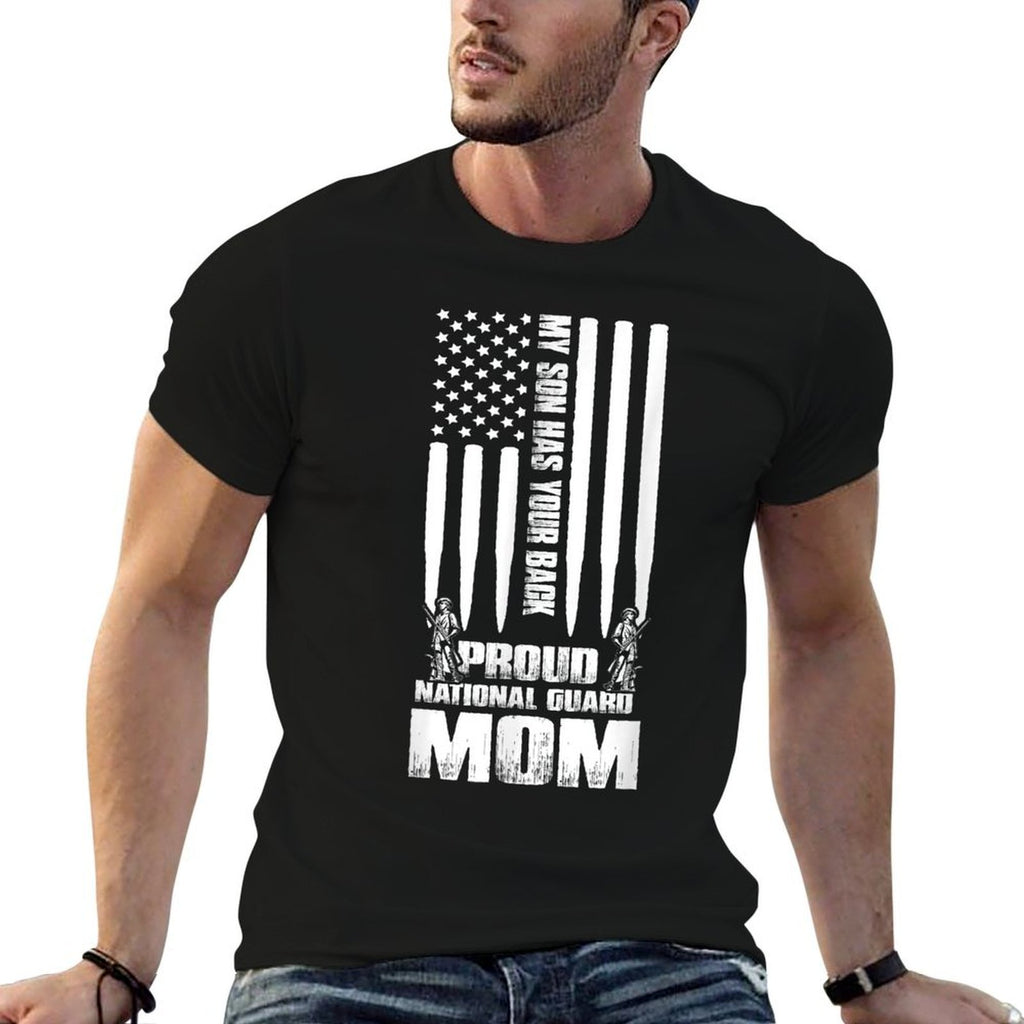 Army Mom My Son Has Your Back Proud National Guard Mom  Oversized Silhouette T-Shirt