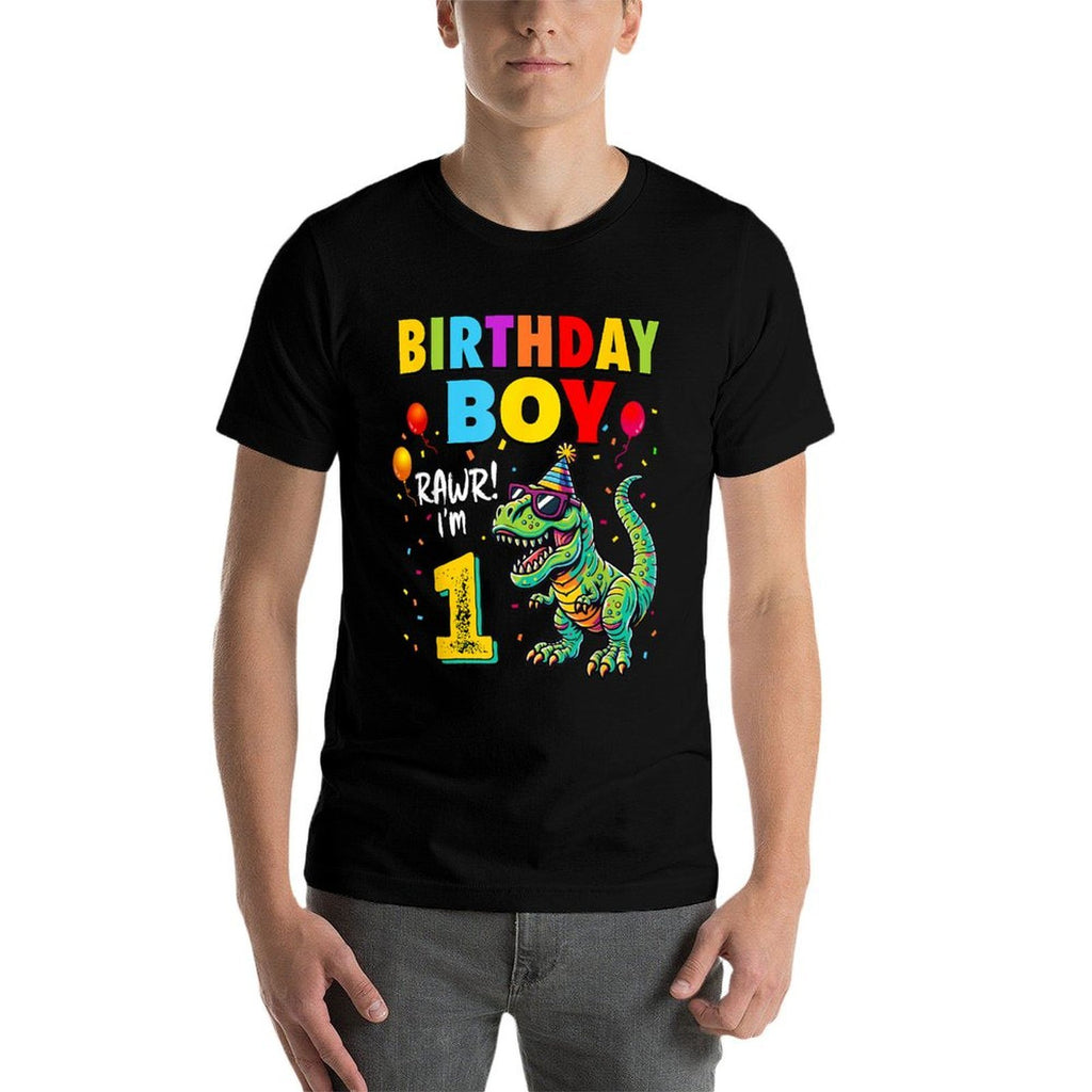 1 Year Old T-Rex Dinosaur Boy Kids 1st Birthday Party  Lightweight T-Shirt