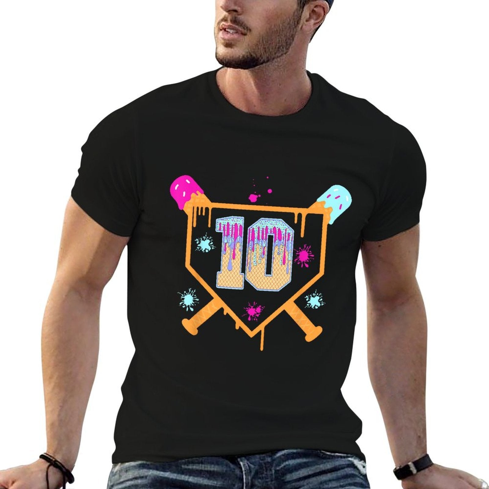 10th Birthday for Boys Baseball Drip 10 Year Old  Durable T-Shirt